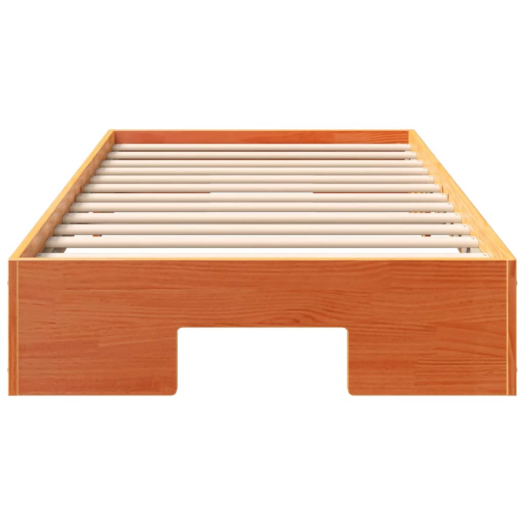 Bodenbettgestell mit Speicher Braun Massivholz Kiefer
