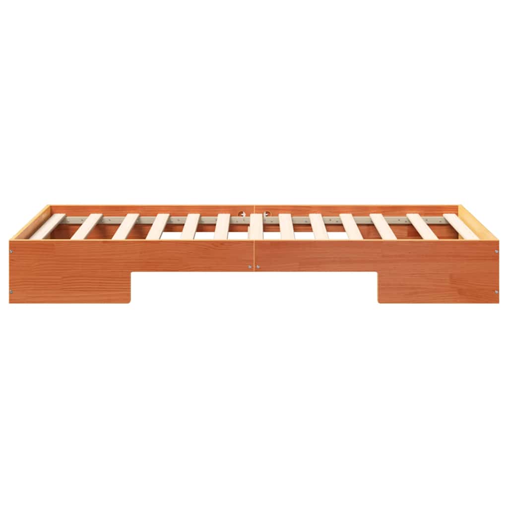 Bodenbettgestell mit Speicher Braun Massivholz Kiefer