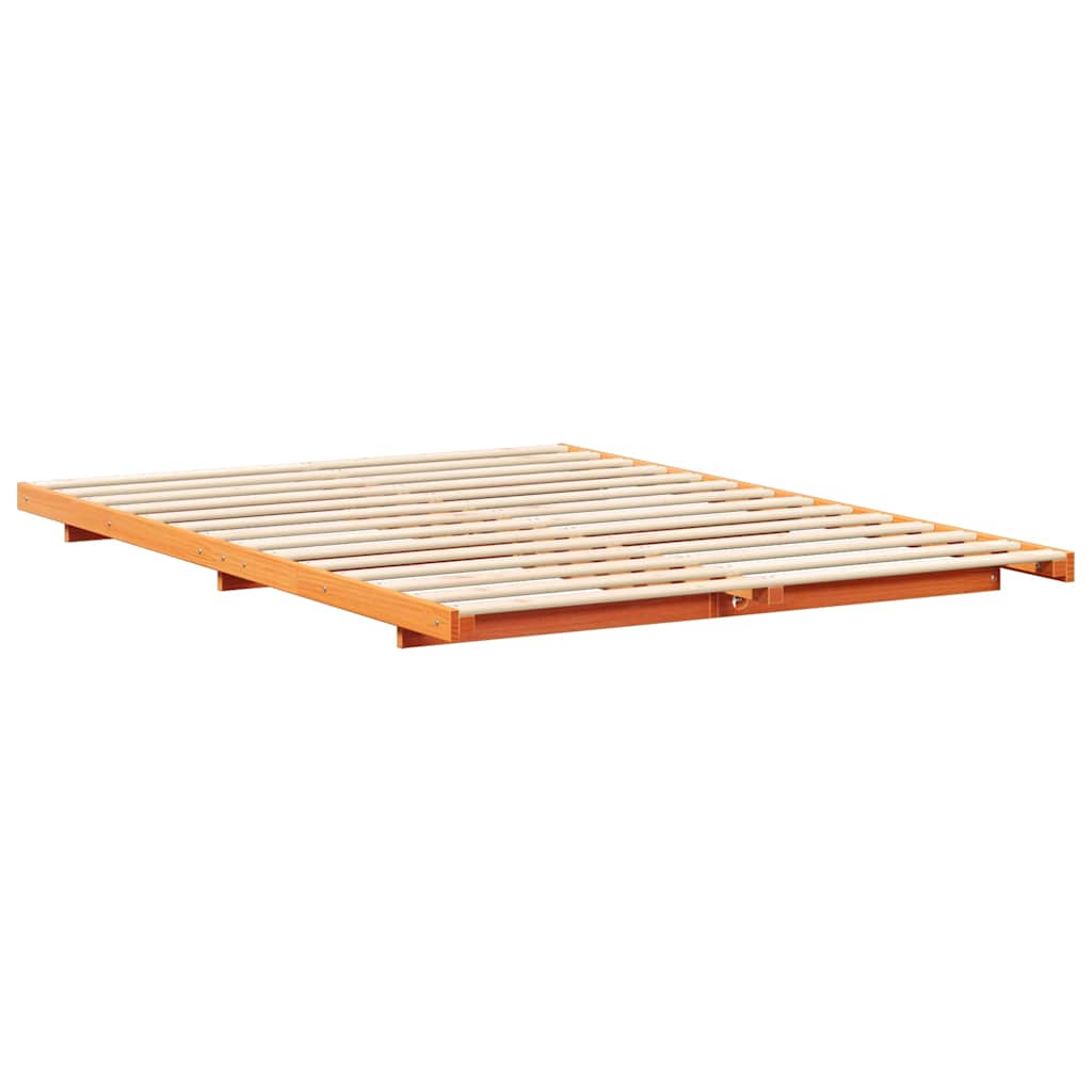 Bodenbettgestell Wachsbraun 150 x 200 cm Massivholz Kiefer