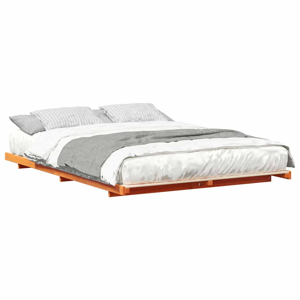 Bodenbettgestell Wachsbraun 140 x 210 cm Massivholz Kiefer