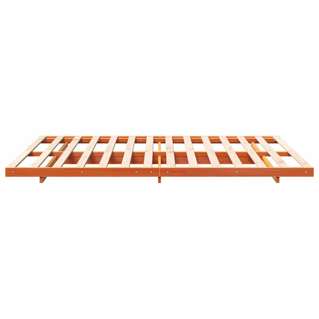 Bodenbettgestell Wachsbraun 140 x 210 cm Massivholz Kiefer