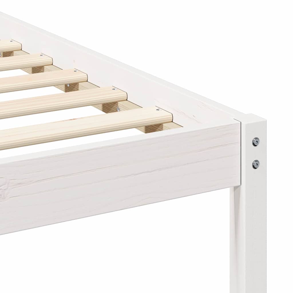 Bettgestell mit Nachttischen Weiß Massivholz Kiefer