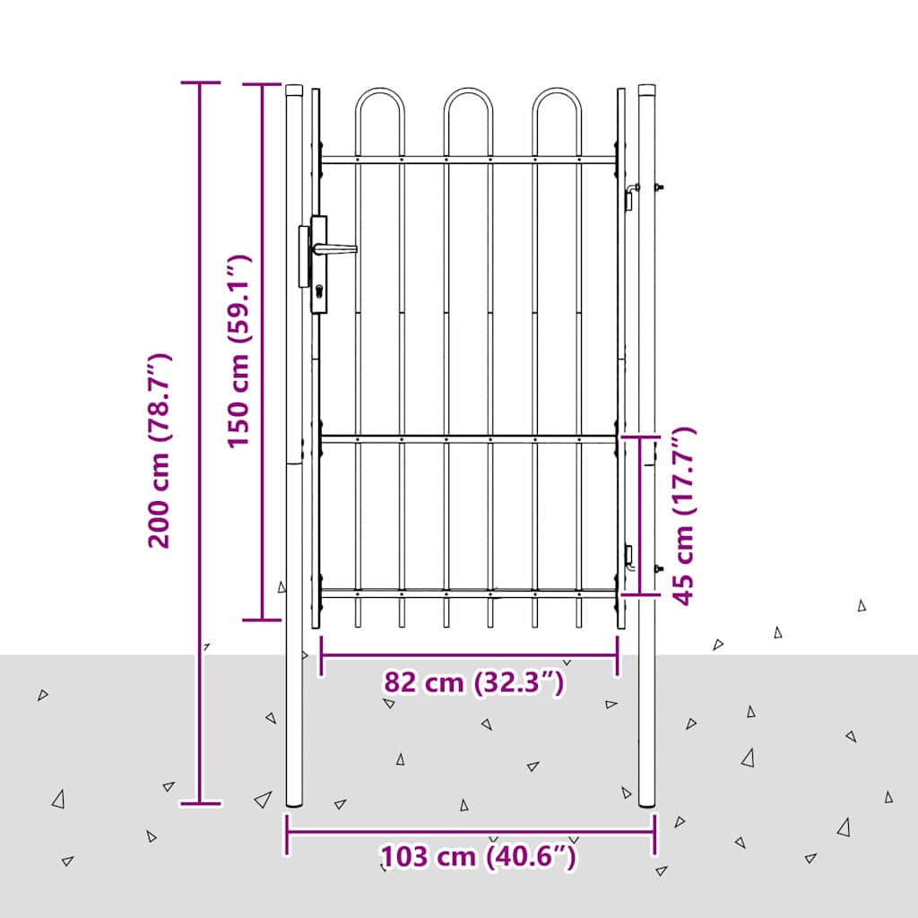 Zauntor Grau 100 x 150 cm Pulverbeschichteter Stahl