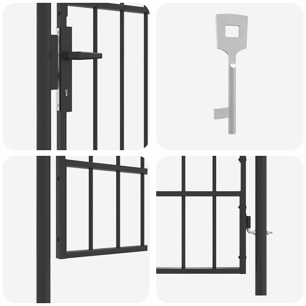 Zauntor Grau 100 x 175 cm Pulverbeschichteter Stahl