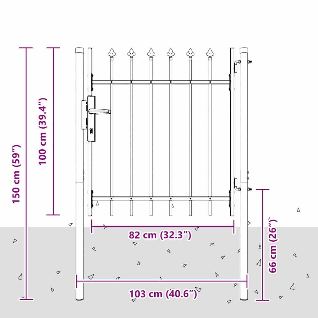 Zauntor Grau 100 x 100 cm Pulverbeschichteter Stahl