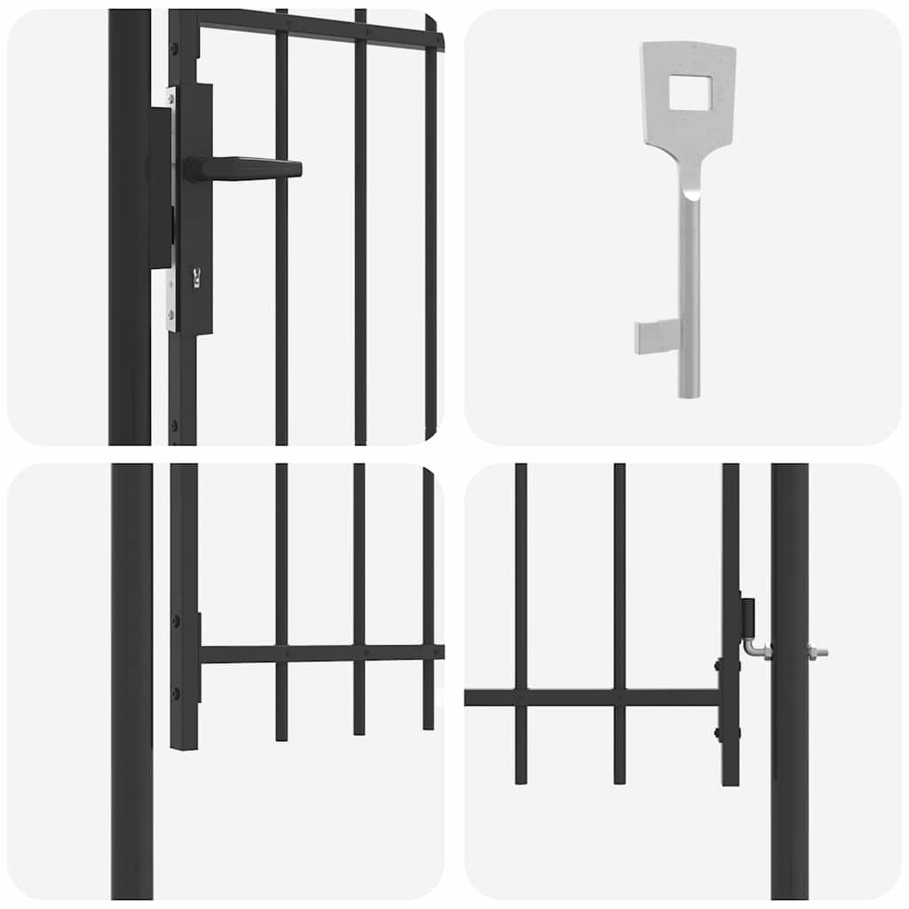 Zauntor Grau 100 x 120 cm Pulverbeschichteter Stahl