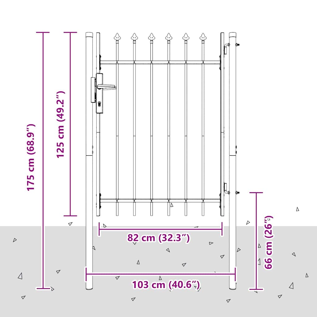 Zauntor Grau 100 x 120 cm Pulverbeschichteter Stahl