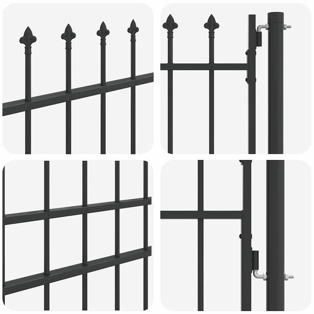 Zauntor Grau 100 x 200 cm Pulverbeschichteter Stahl