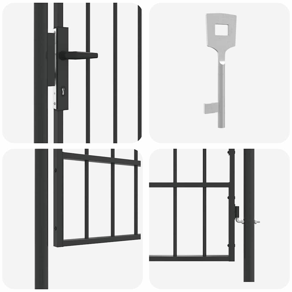 Zauntor Grau 100 x 200 cm Pulverbeschichteter Stahl