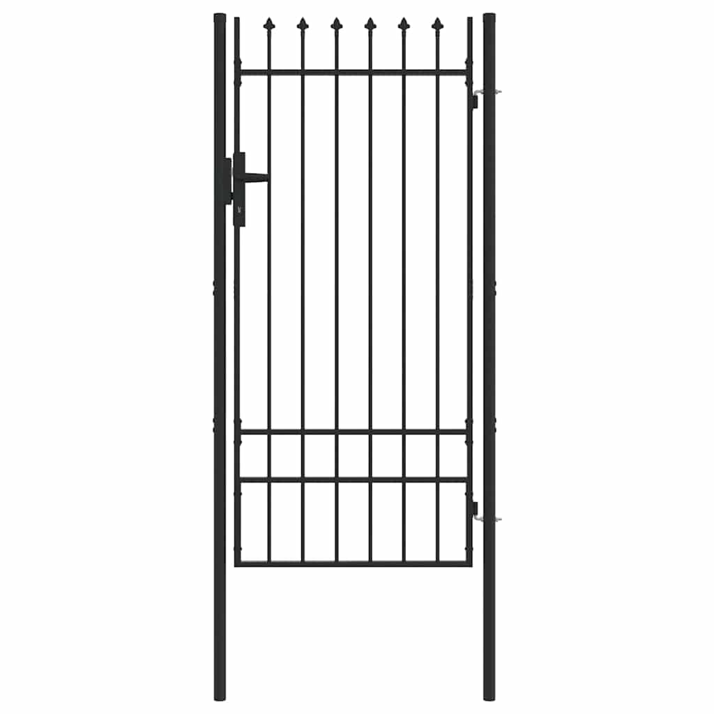 Zauntor Grau 100 x 200 cm Pulverbeschichteter Stahl