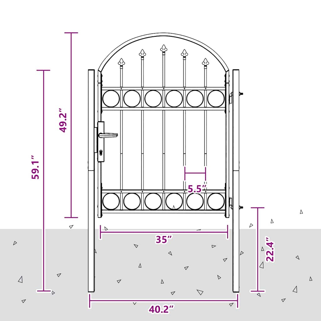 Zauntor Grau 100 x 125 cm Pulverbeschichteter Stahl