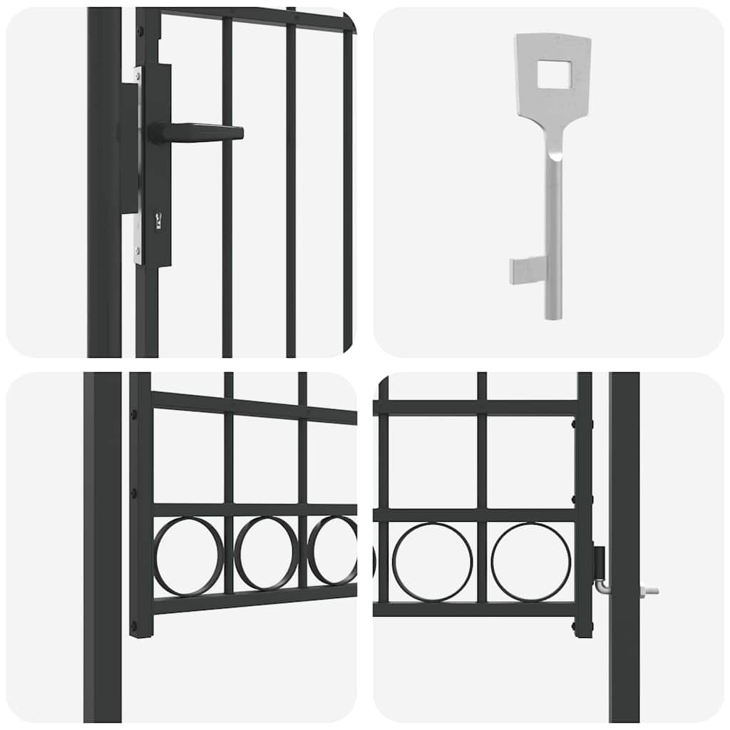 Zauntor Grau 100 x 175 cm Pulverbeschichteter Stahl
