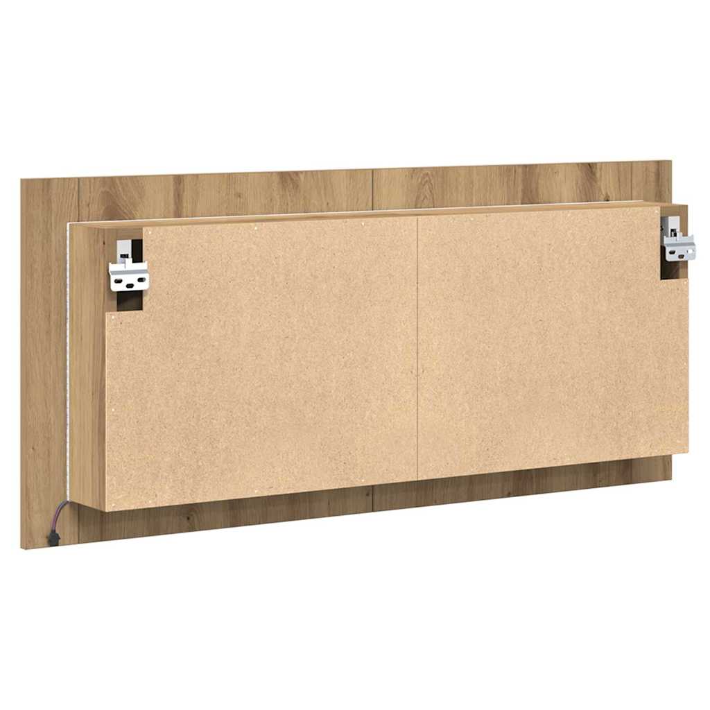 LED Spiegel-Schrank mit Tür Eiche handwerklich 100 x 12 x 45 cm
