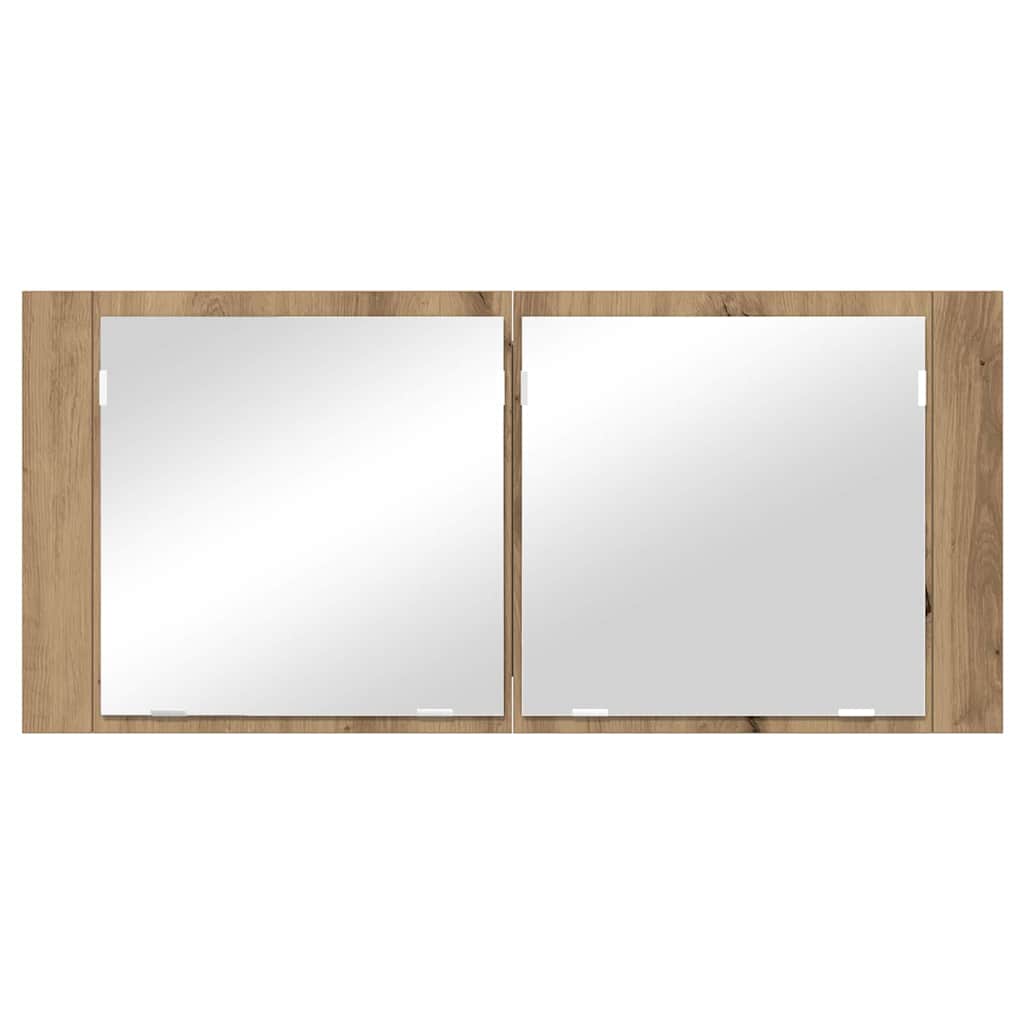 LED Spiegel-Schrank mit Tür Eiche handwerklich 100 x 12 x 45 cm