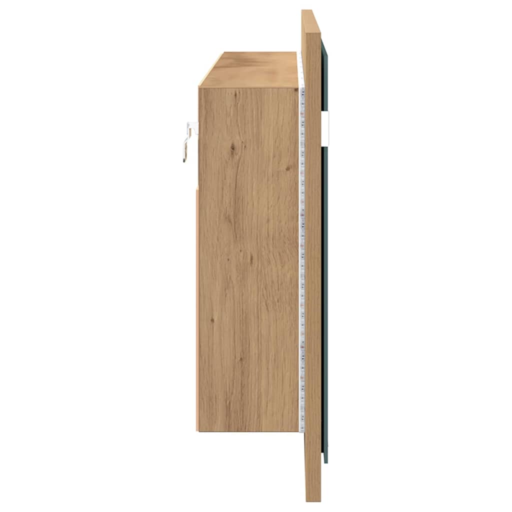 LED Spiegel-Schrank mit Tür Eiche handwerklich 100 x 12 x 45 cm