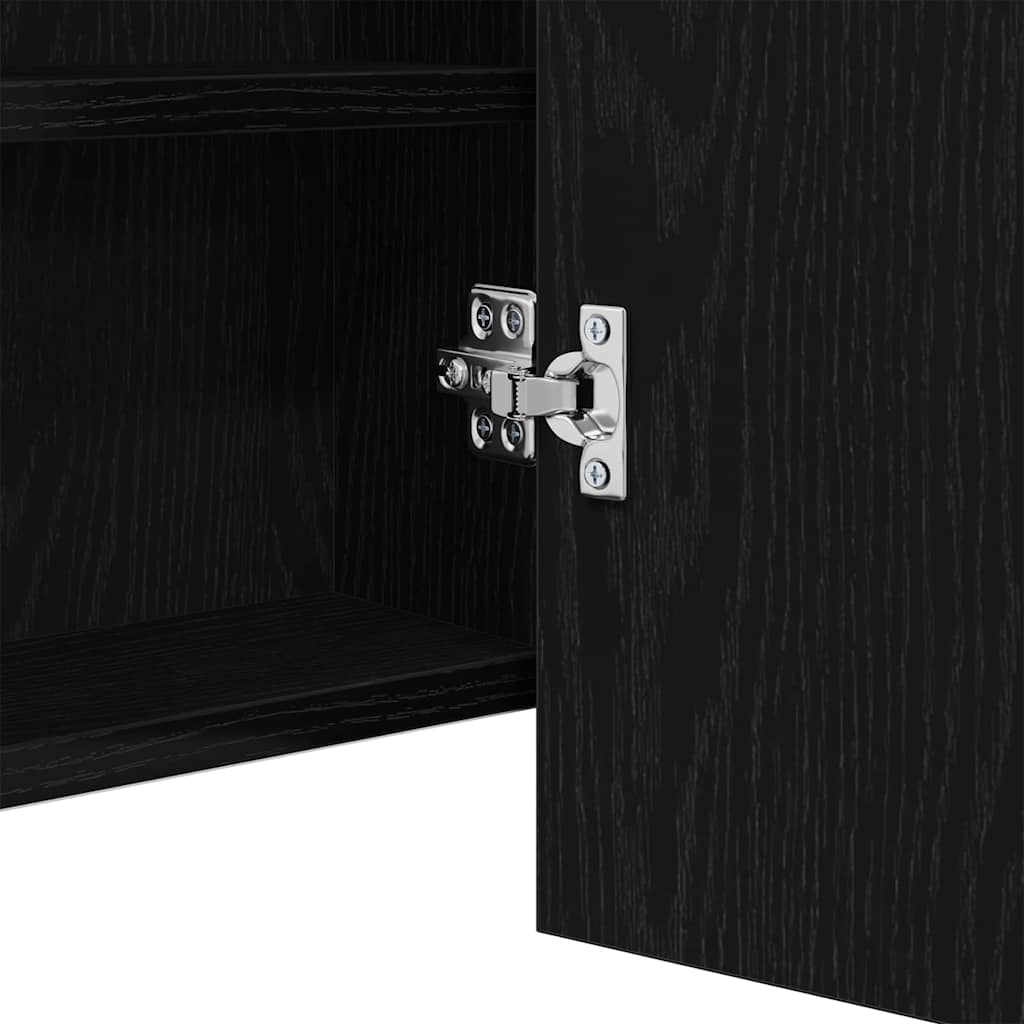 LED Spiegel-Schrank mit Regal Schwarze Eiche 100 x 12 x 45 cm
