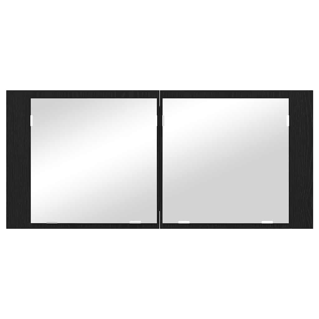 LED Spiegel-Schrank mit Regal Schwarze Eiche 100 x 12 x 45 cm