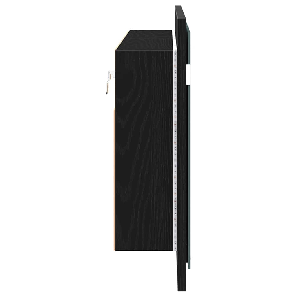 LED Spiegel-Schrank mit Regal Schwarze Eiche 100 x 12 x 45 cm
