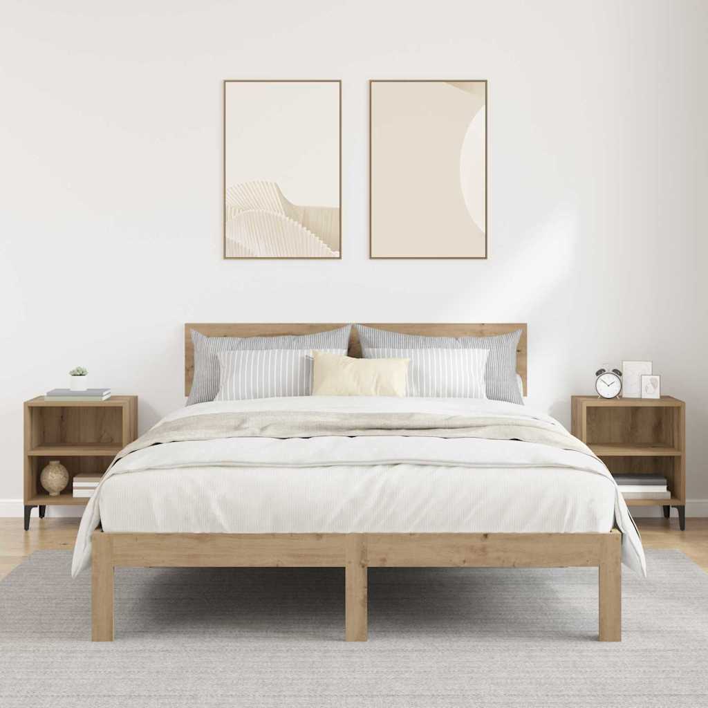 Nachttisch 2 pcs Eiche handwerklich 40 x 30 x 50 cm