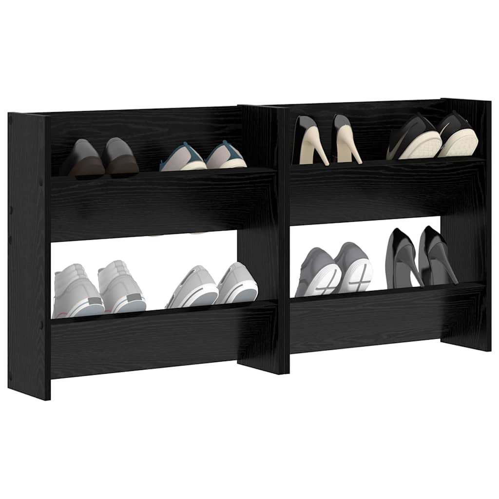 Wandschuhschränke mit Regal 2 pcs Schwarze Eiche Holzwerkstoff