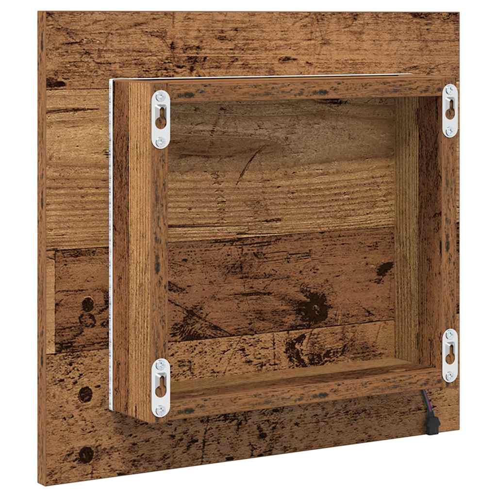 LED Badezimmer Spiegel Altholz 40 x 8.5 x 37 cm Holzwerkstoff