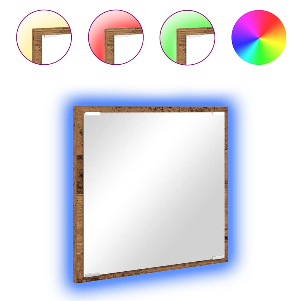 LED Badezimmer Spiegel Altholz 40 x 8.5 x 37 cm Holzwerkstoff