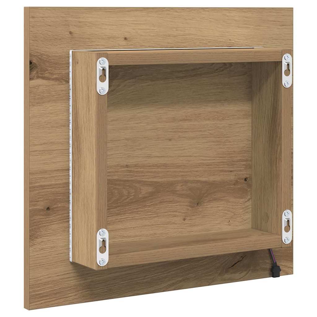 LED Badezimmer Spiegel Eiche handwerklich 40 x 8.5 x 37 cm