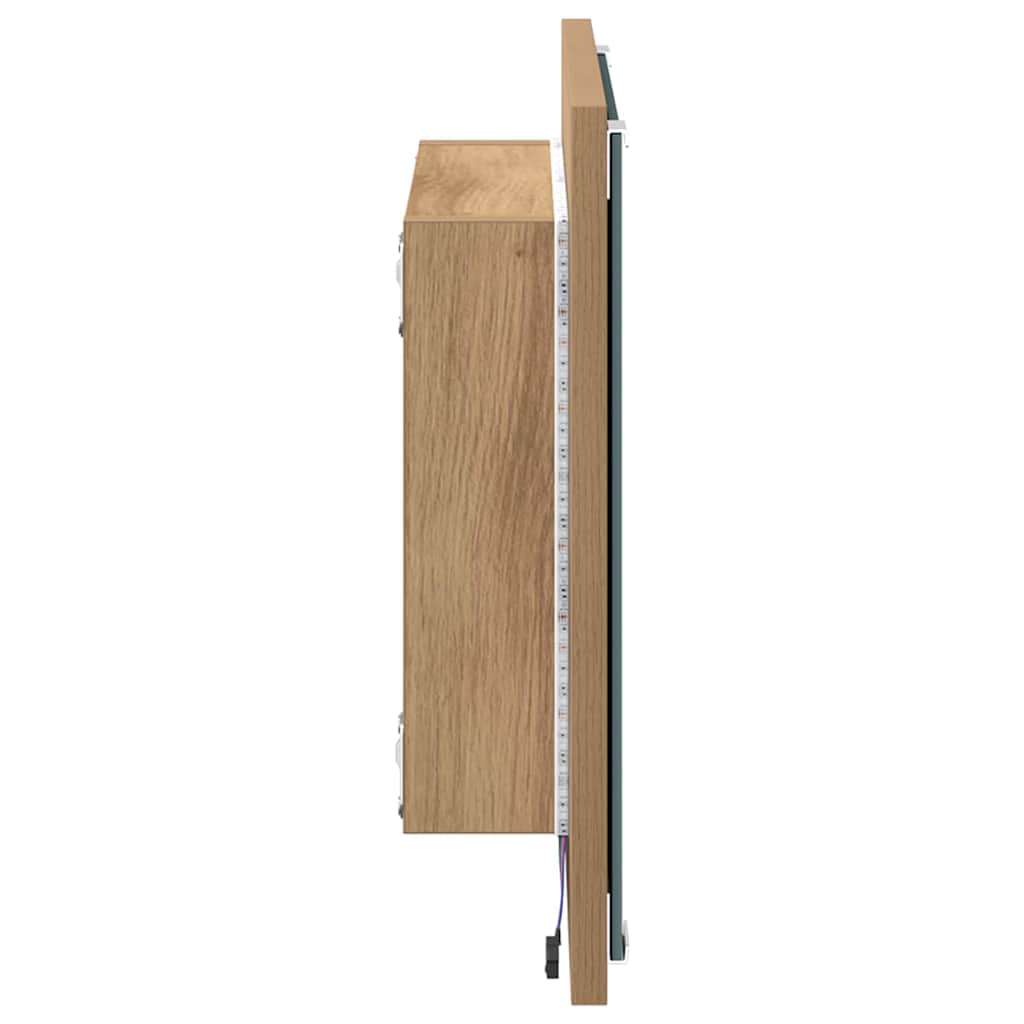 LED Badezimmer Spiegel Eiche handwerklich 40 x 8.5 x 37 cm
