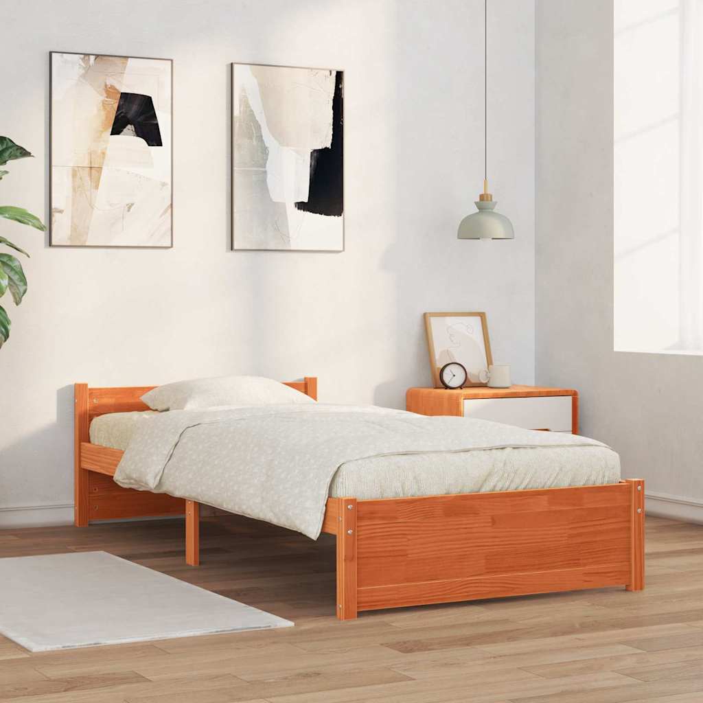 Bettgestell Wachsbraun 100 x 200 cm Massivholz Kiefer