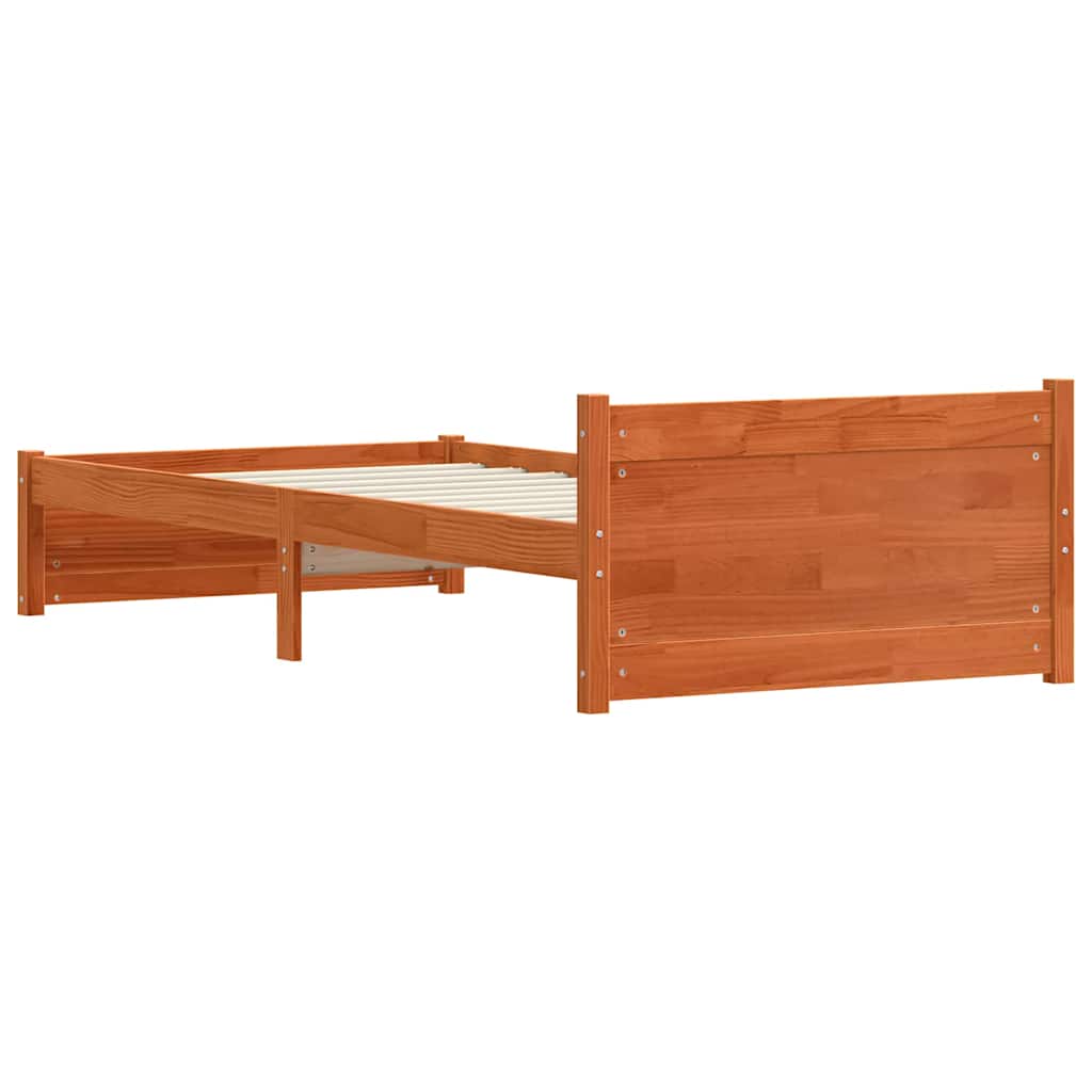 Bettgestell Wachsbraun 100 x 200 cm Massivholz Kiefer