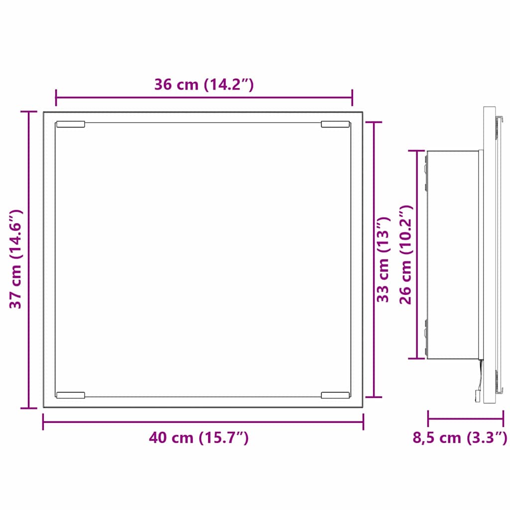 LED Badezimmer Spiegel Graues Sonoma 40 x 8.5 x 37 cm