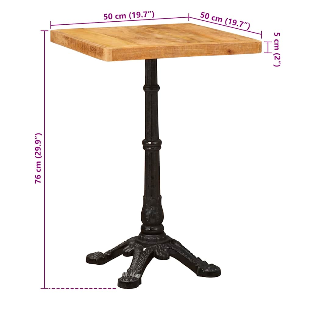 Bistrotisch Braun 50 x 50 x 76 cm massives Mangoholz