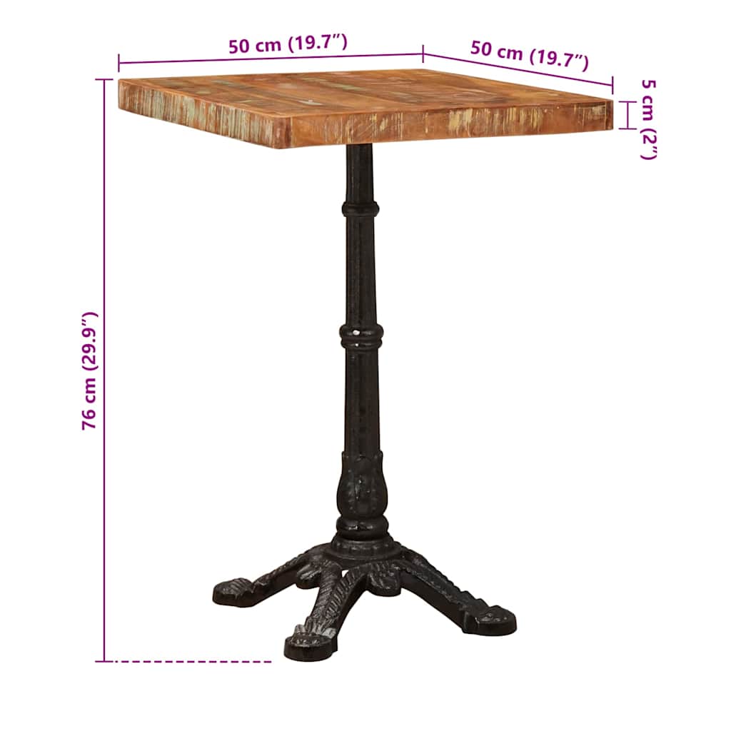 Bistrotisch Braun 50 x 50 x 76 cm recyceltes Massivholz