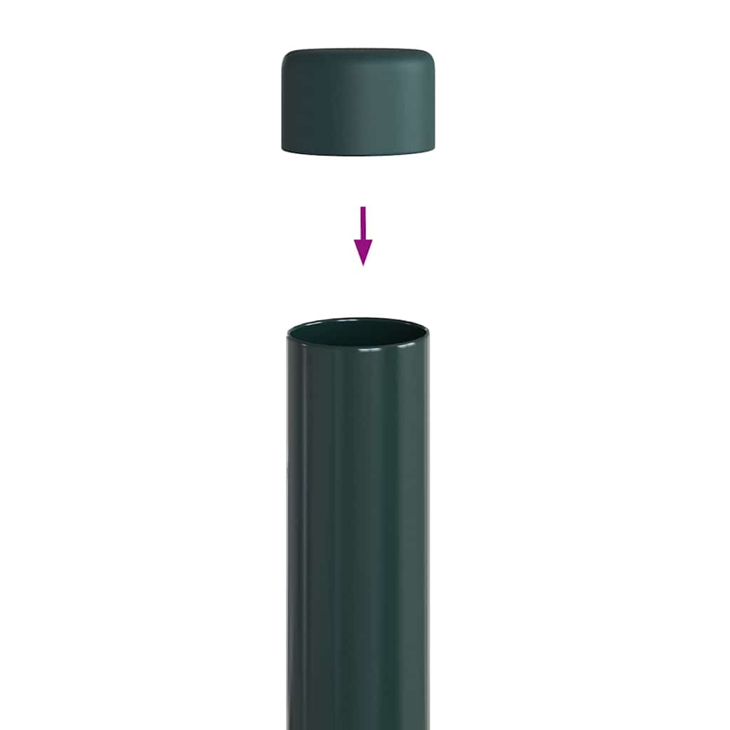 Zaunpfosten 2 pcs Grün 80 cm Pulverbeschichteter Stahl