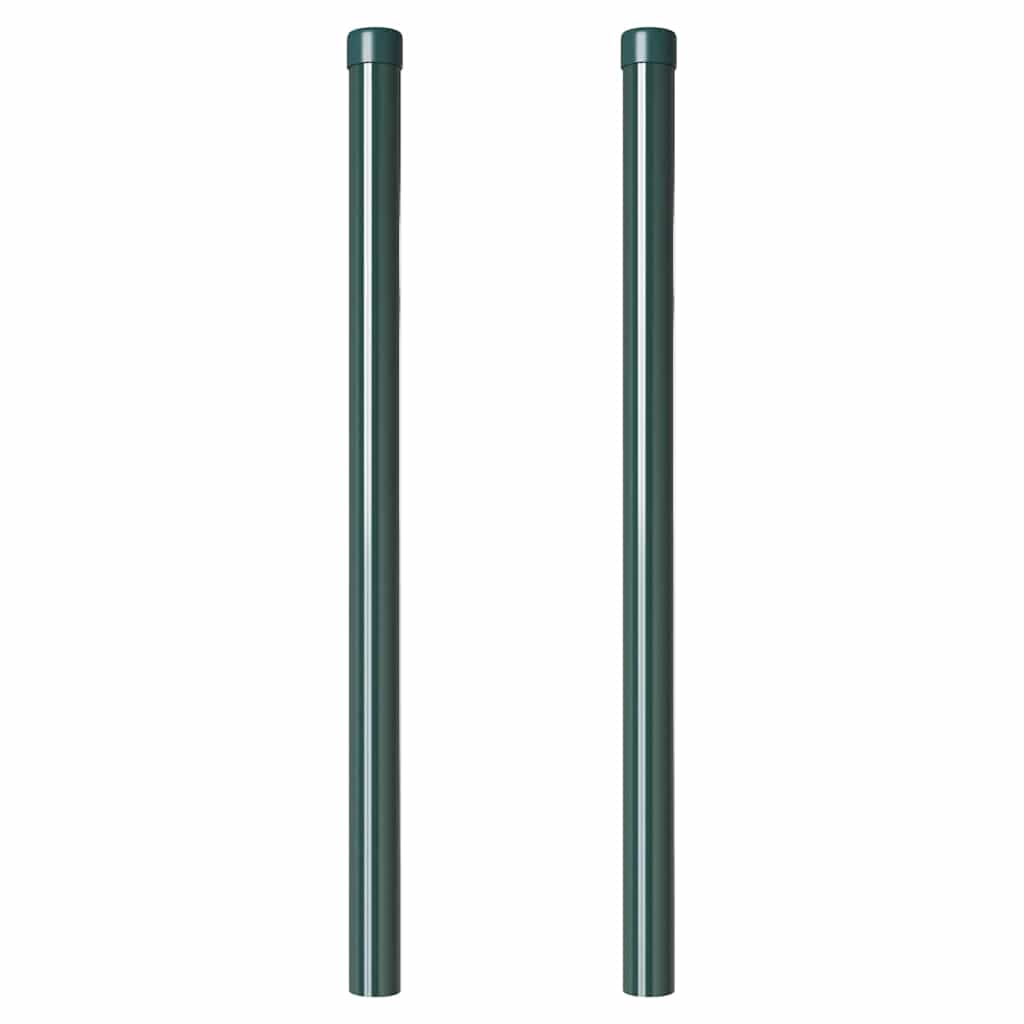 Zaunpfosten 2 pcs Grün 90 cm Pulverbeschichteter Stahl