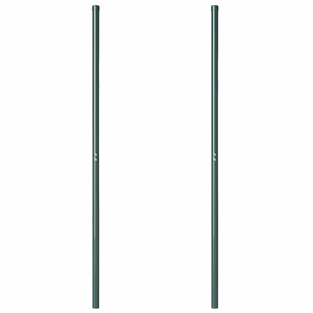 Zaunpfosten 2 pcs Grün 160 cm Pulverbeschichteter Stahl