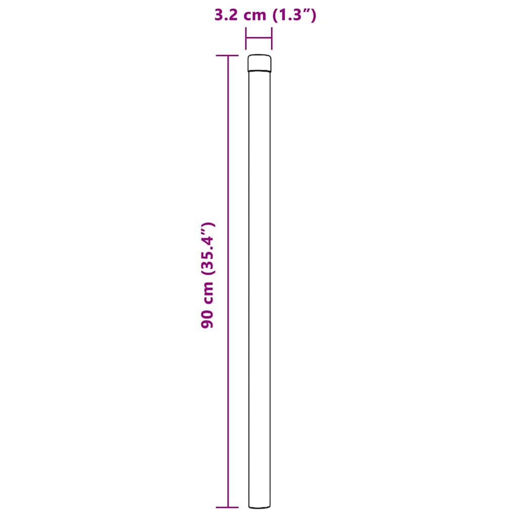Zaunpfosten 2 pcs Silber 90 cm Pulverbeschichteter Stahl
