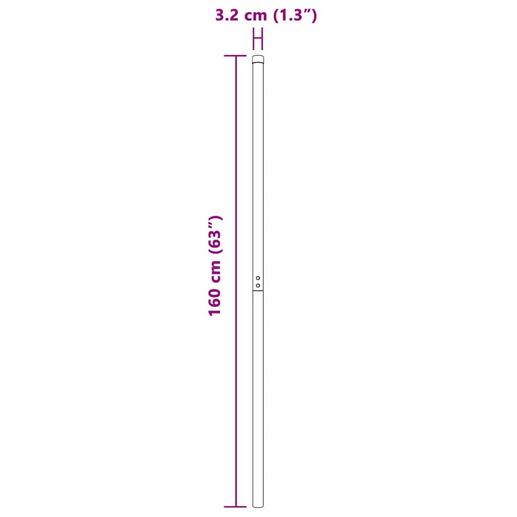 Zaunpfosten 2 pcs Silber 160 cm Pulverbeschichteter Stahl