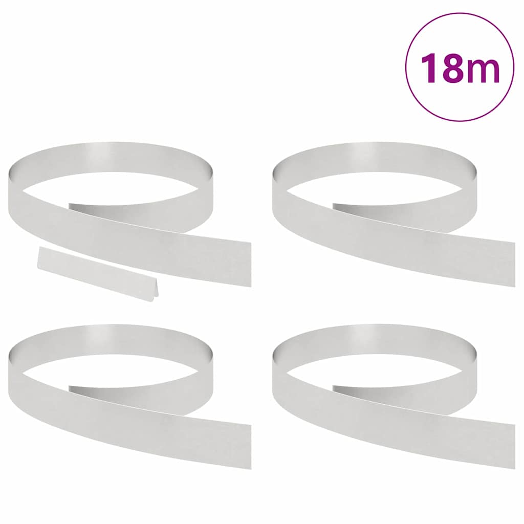 Rasenrand 4 pcs Silber 450 x 10 cm Edelstahl