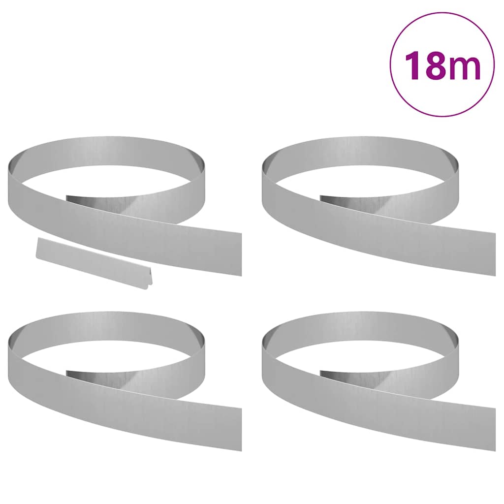 Rasenrand 4 pcs Silber 450 x 10 cm Verzinkter Stahl