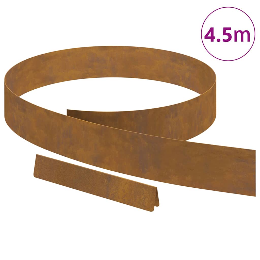 Rasenrand Rostig 450 x 10 cm Witterungsbeständiger Stahl