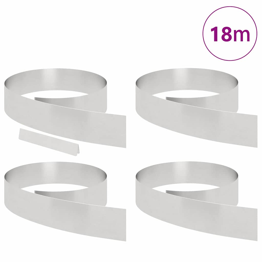Rasenrand 4 pcs Silber 450 x 15 cm Edelstahl