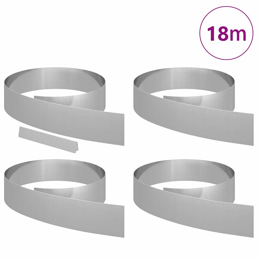 Rasenrand 4 pcs Silber 450 x 15 cm Verzinkter Stahl