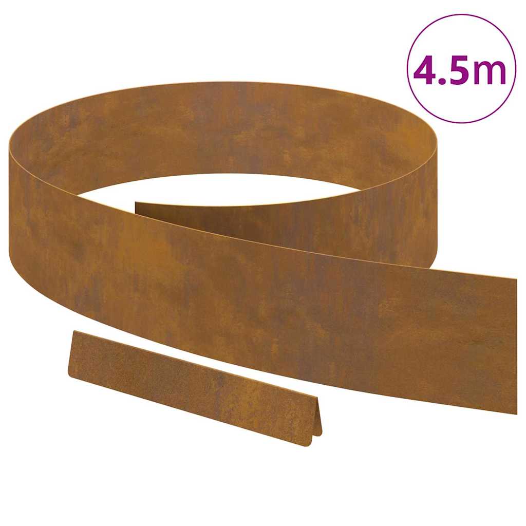 Rasenrand Rostig 450 x 15 cm Witterungsbeständiger Stahl