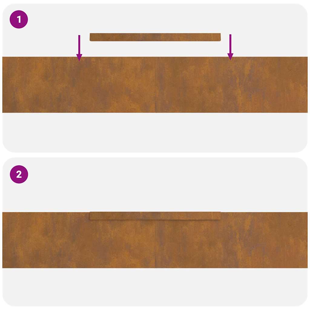 Rasenrand 4 pcs Rostig 450 x 15 cm Witterungsbeständiger Stahl