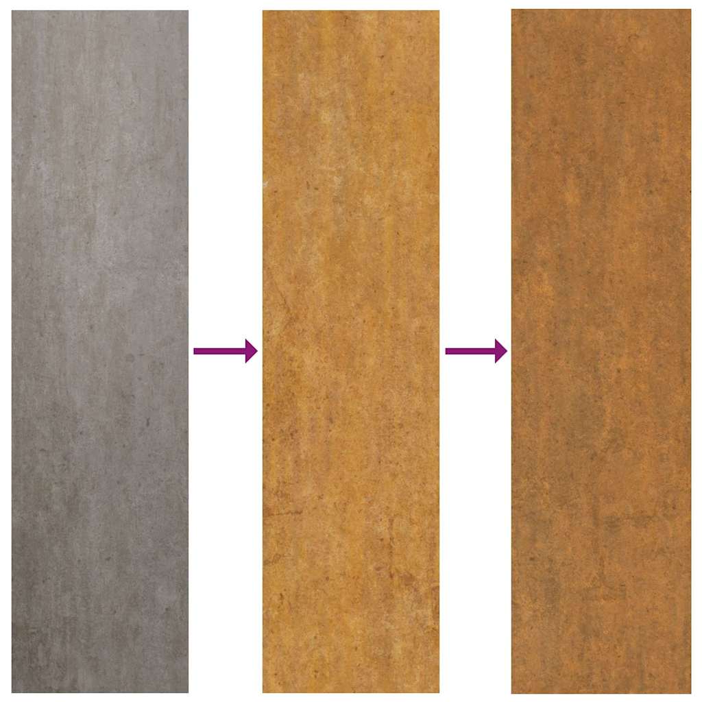 Rasenrand 4 pcs Rostig 450 x 15 cm Witterungsbeständiger Stahl