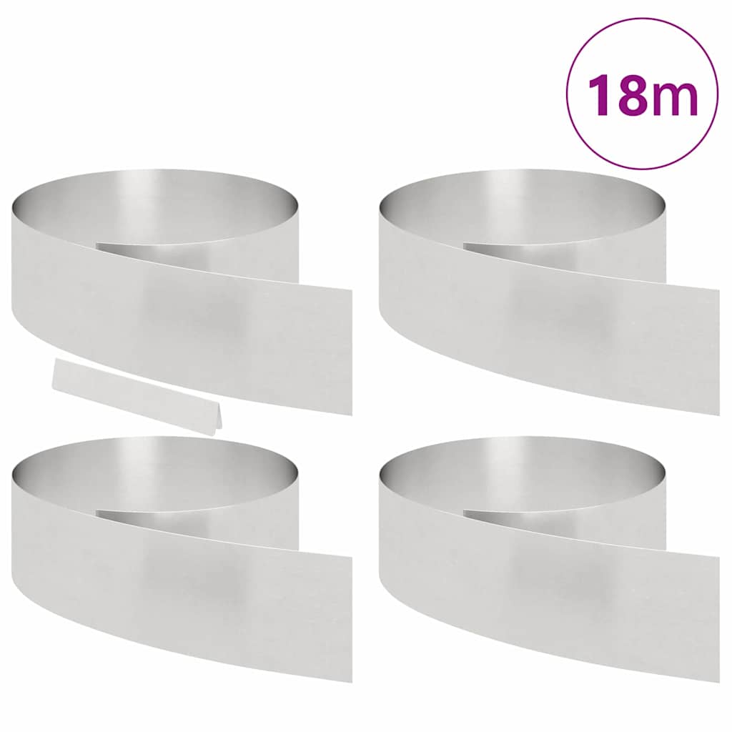 Rasenrand 4 pcs Silber 450 x 20 cm Edelstahl
