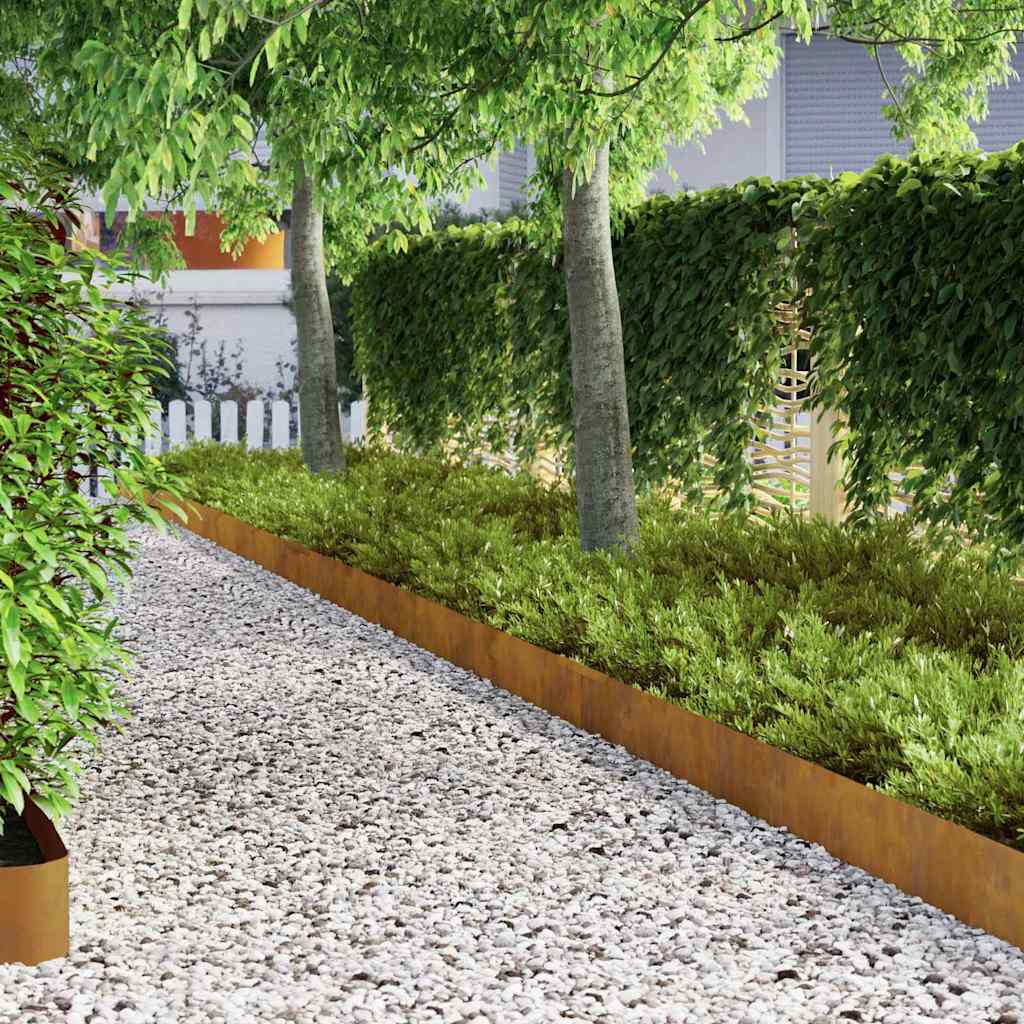 Rasenrand 4 pcs Rostig 450 x 20 cm Witterungsbeständiger Stahl