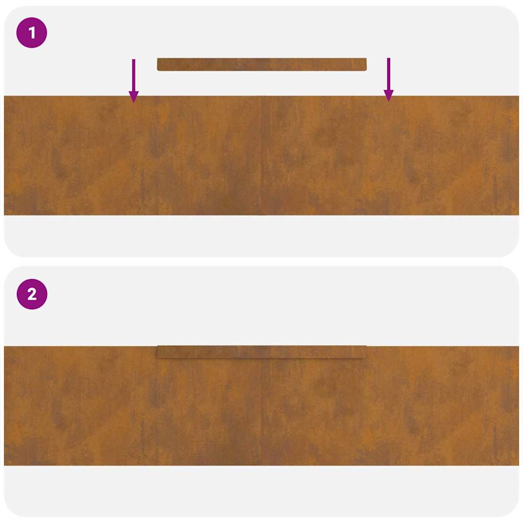 Rasenrand 4 pcs Rostig 450 x 20 cm Witterungsbeständiger Stahl