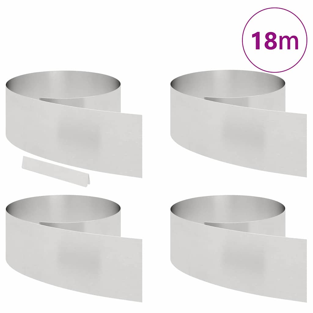 Rasenrand 4 pcs Silber 450 x 25 cm Edelstahl